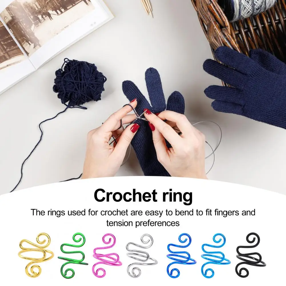 Crochet Ring Aluminum Adjustable Crochet Tension Ring Yarn Tension Control Ring Thread Wrapped Rings Crochet Tools