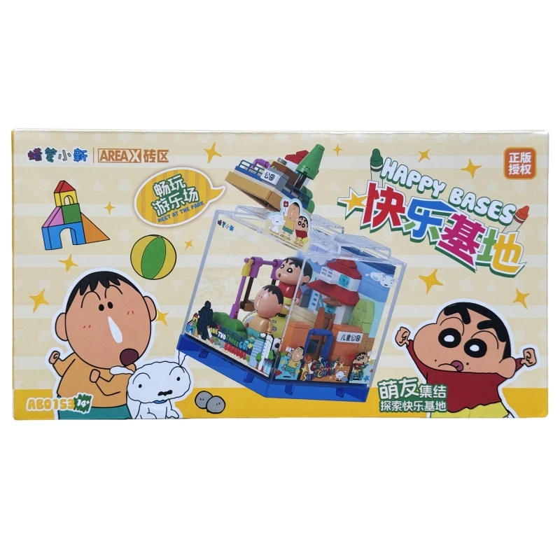 Echte Original Box Crayon Shin-chan Spielzeug Montieren Baustein Modell Spielzeug Haus Glücklich Basis Vergnügung Rark kinder Geschenk