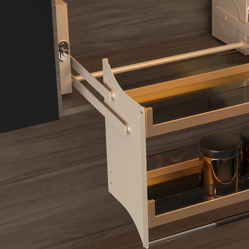 خزانة مصعد زجاجية للتخزين ذات إغلاق ناعم من الفولاذ المقاوم للصدأ الفاخرة قابلة للسحب للمطبخ #4