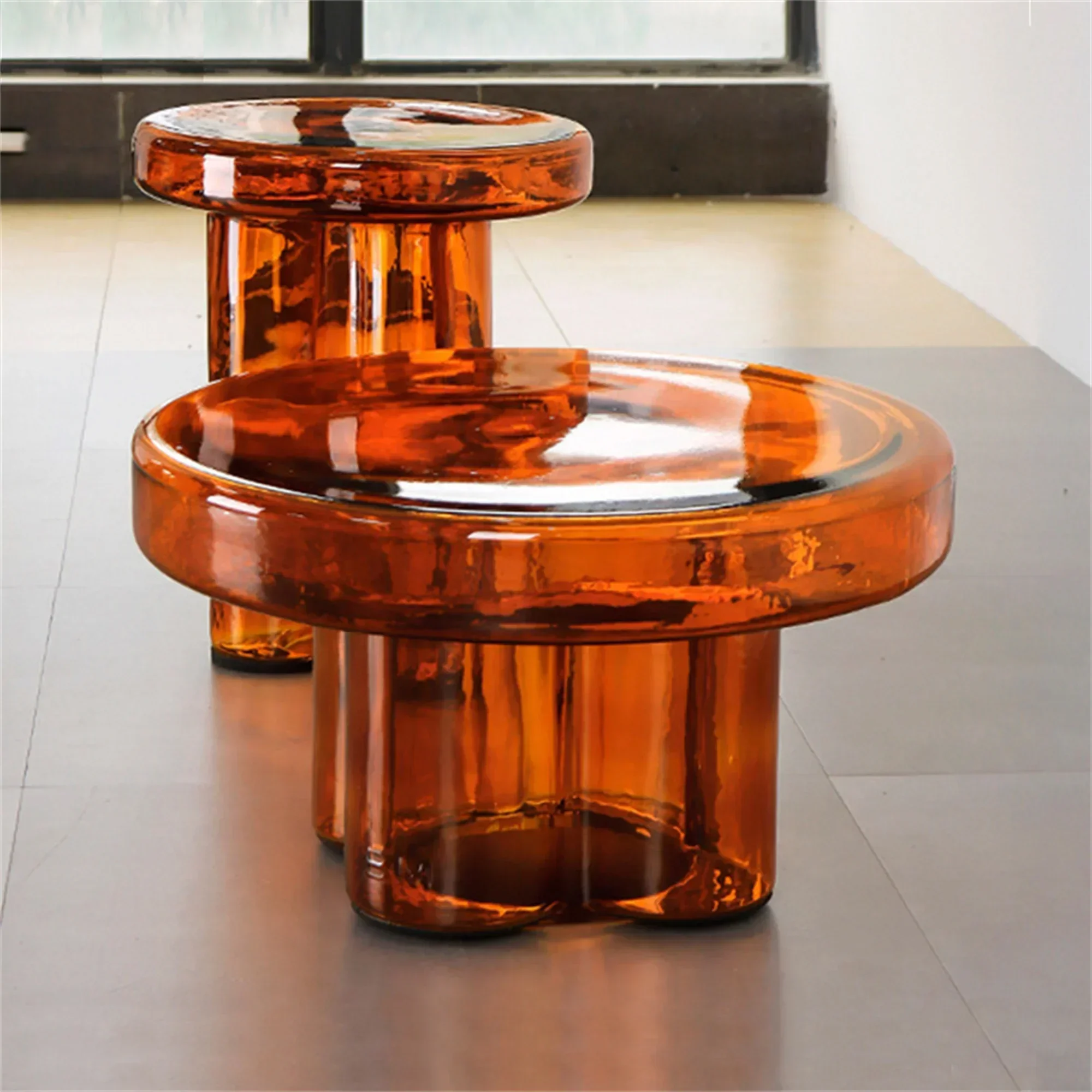 Nordic Light Luxury Glass Coffee Table Creative Petal Shape Living Room Combination Coffee Tables Modern Creative Furniture