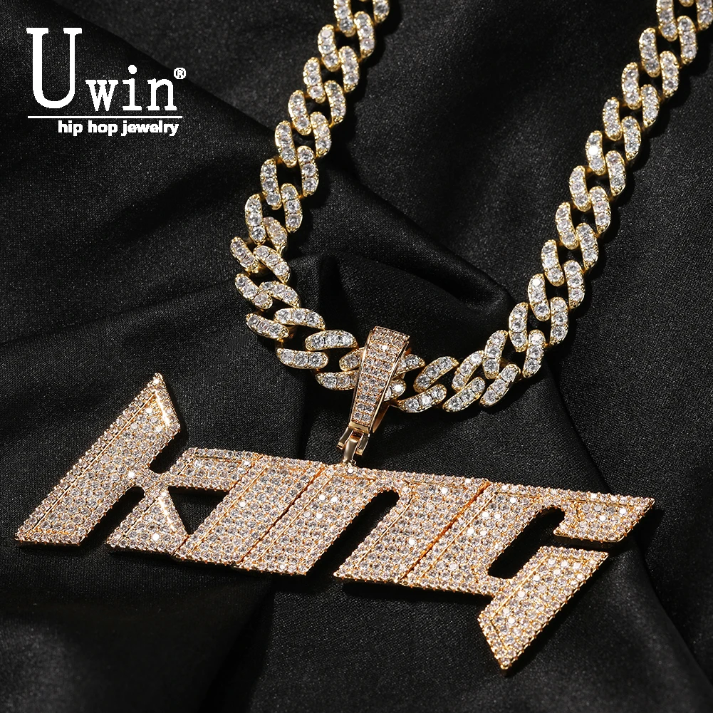 

Uwin Custom Name Pendant Personalization DIY Letters Necklace For Woman Iced Out Cubic Zirconia Fashion Charm Jewelry Gift New