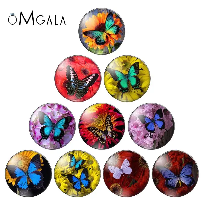 Beautiful Animal Butterfly Art Patterns 12mm/16mm/18mm/20mm/25mm Round Glass Cabochon Demo Flatback Making Findings 10pcs/lot