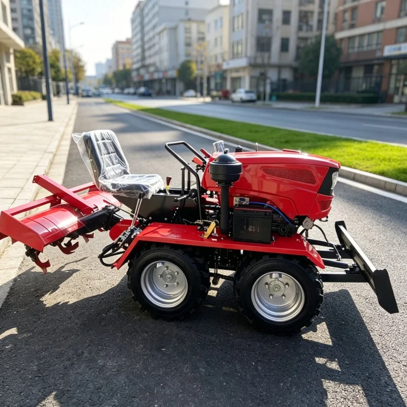 

Customized Dual CE/EMC Certified Hot-selling All-terrain Tiller, New Model Wheeled Rotary Tiller, Four-wheel Cultivator