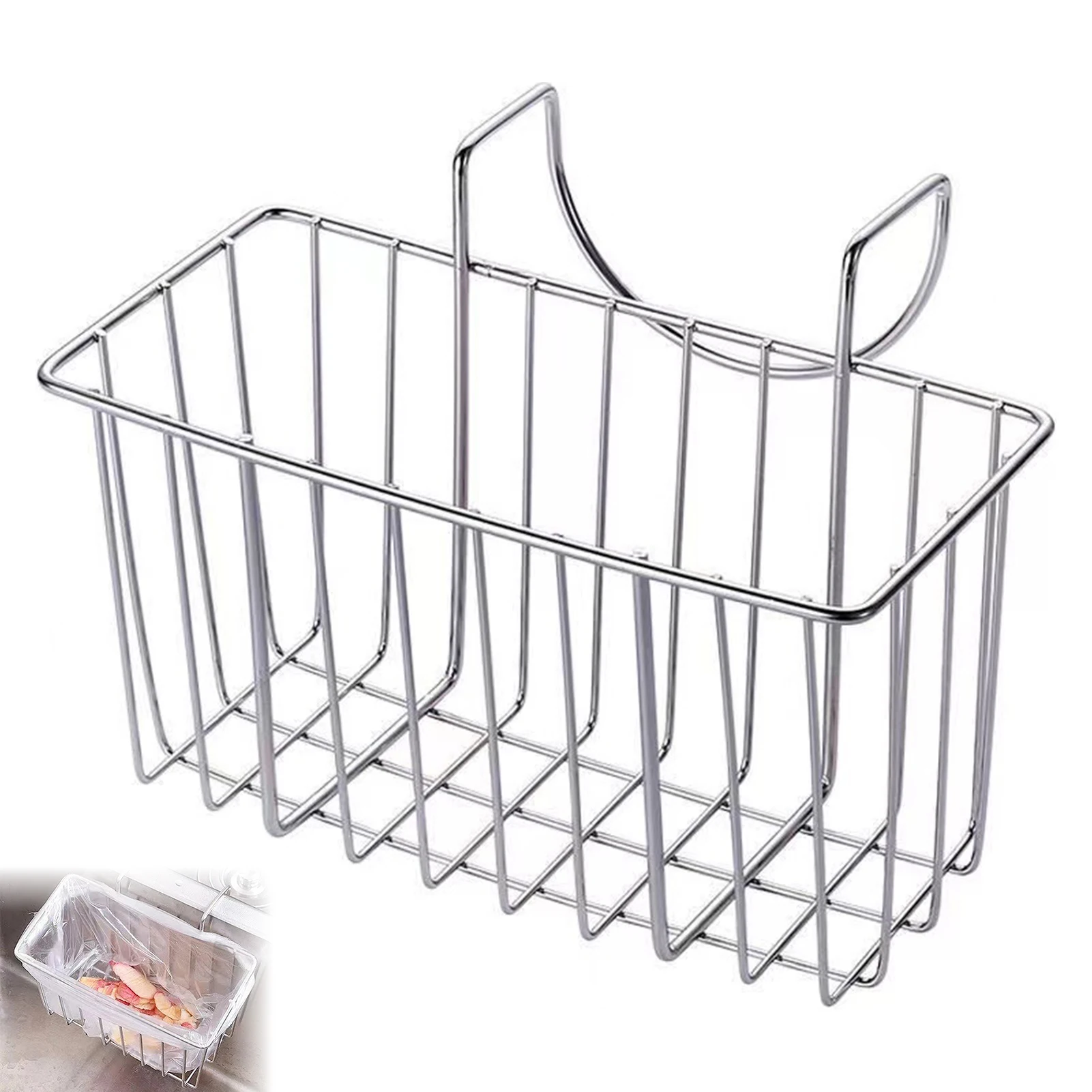 Kitchen Sponge Holder Stainless Steel Sponge Caddy Towel Drain Rack Wall Mounted Kitchen Sink Organizer