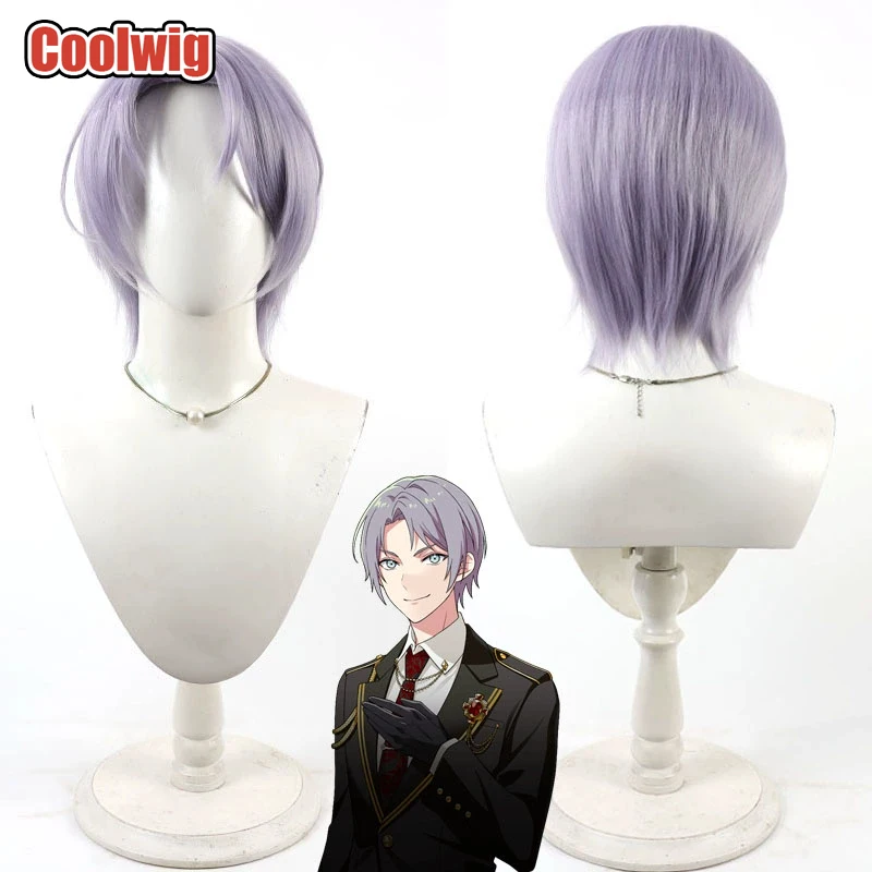 

Coolwig Synthetic Hair Ritsu Shinjo Cosplay Wigs Tokyo Debunker Ritsu Shinjo 30cm Straight Light Purple Men Wig Heat Resistant