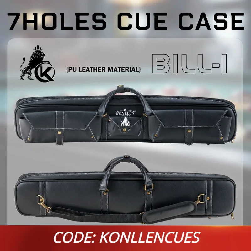 

KONLLEN Pool Cue Cse 7 holes PU Leather Pool Stick Case Holds 3 Butts and 4 Shafts Billiard cue case