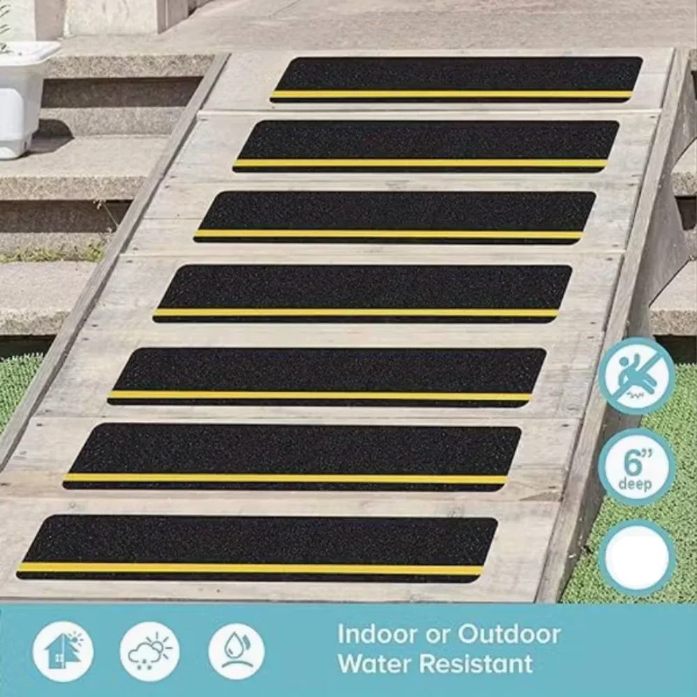 6 Pieces of Reflective Safety Anti-Slip Tape, 15Cm×61Cm, No Need to Cut, Self-Adhesive, for Indoor/Outdoor Stairs, Bathtubs, Boats, Ladder Anti-Slip, Special Anti-Slip Tape for Steps