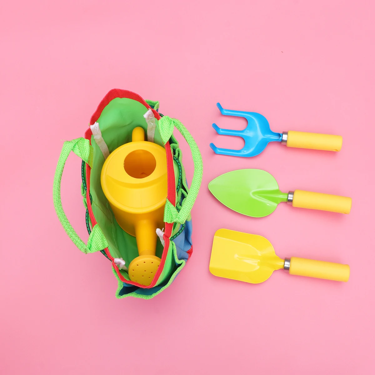 1 مجموعة أدوات البستنة للأطفال مجموعة أدوات حديقة صغيرة مقبض بلاستيكي أدوات آمنة ملونة للأطفال أداة حديقة بلاستيكية