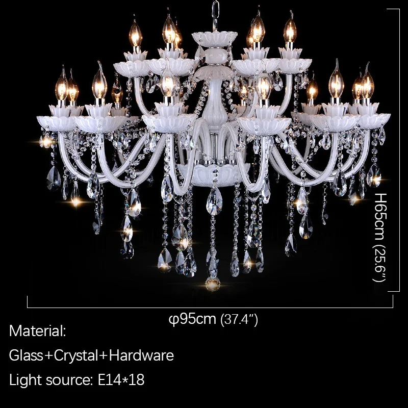 APRIL European Crystal Pendent Lamp White Candle Lamp Luxury Art Living Room Restaurant BedroomVilla Hotel KTV Chandelier image 2