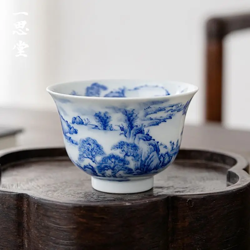 

Yisitang Fine Craftsmanship Chinese Landscape Tea Hand-Painted Blue And White Jingdezhen High-End Fully Handmade Kung Fu Master