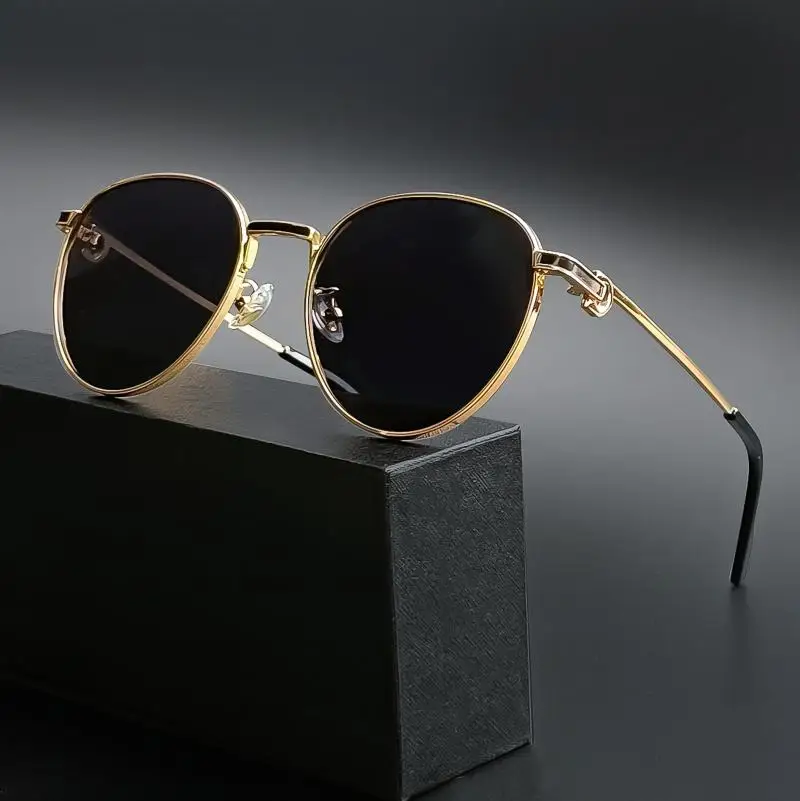 Caterside Retro Polarisierte Pilot Sonnenbrille Männer und Frauen Oval Metall Rahmen Sonnenbrille Party Outdoor Fahren Sport Shades Sommer – Detail 1