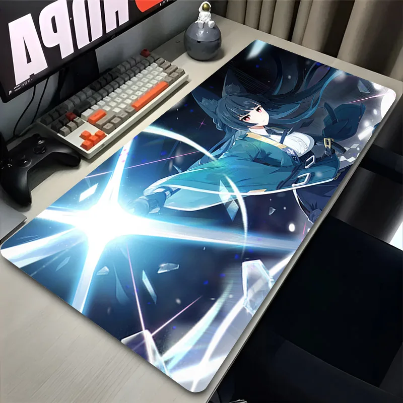 Large Mousepad 900x400 Hoshimi Miyabi Zenless Zone Zero Mouse Pad Keyboard Extended Carpet Gaming Accessories Anime Desk Mat Rug