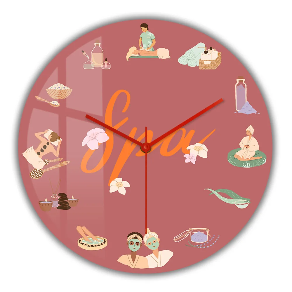 

Spa Beauty Salon Treament Silent Quartz Wall Clock Wellness Center Decorative Beautician Advertising Wall Clock Esthetician Gift