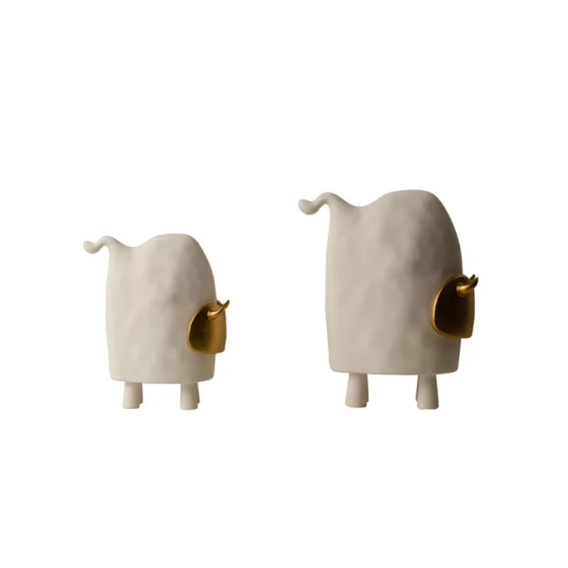 Ceramic Crafts Abstract Taurus Bull Artificial Animal Sculpture Golden Cattle Decorative Figurines Home Decoration Accessories