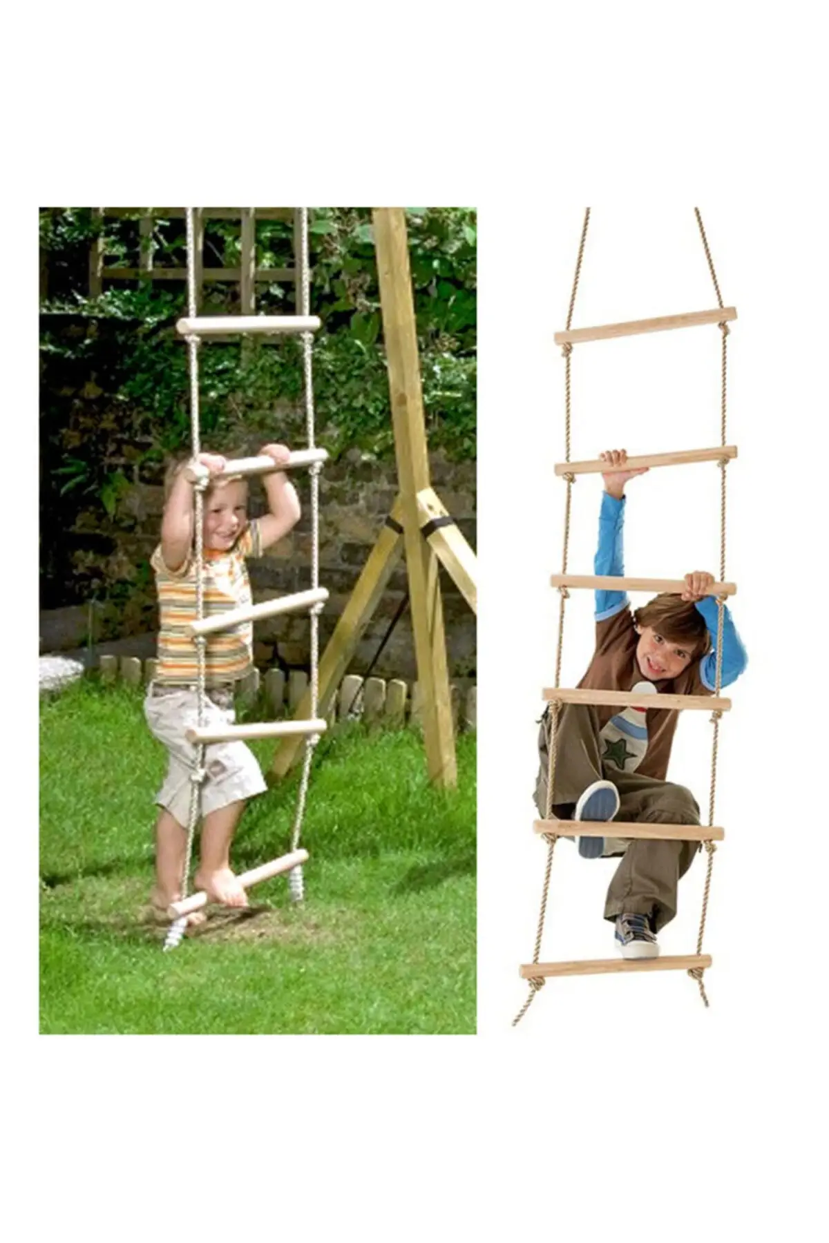 Montessori Stairs Wood Cascading Rope Climbing Ladder Educational Developer Child Toy 2-7 Aged Outdoor Toy