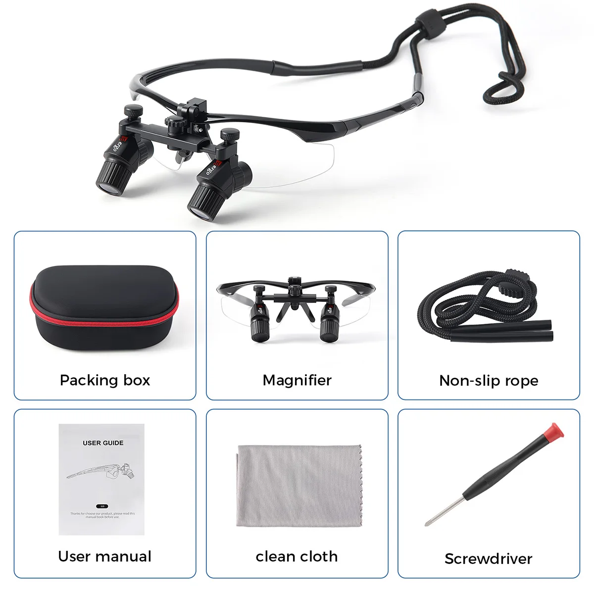 

AZDENT Dental Medical Loupes Surgical Head Light DY-119 3.0X-6.0X Dental Magnifying Glasses Flexible Interpupillary Distance