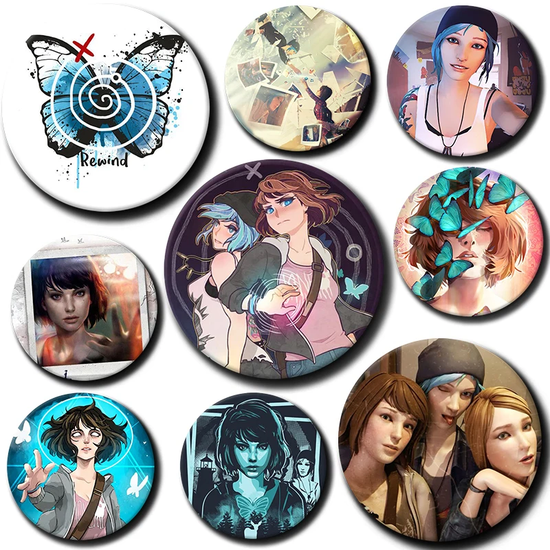 58mm Chloe Price,Max Caulfield Badge Backpack Decor Game Life Is Strange A-Anime Brooches Cartoon Lapel Pins Gifts Accessories
