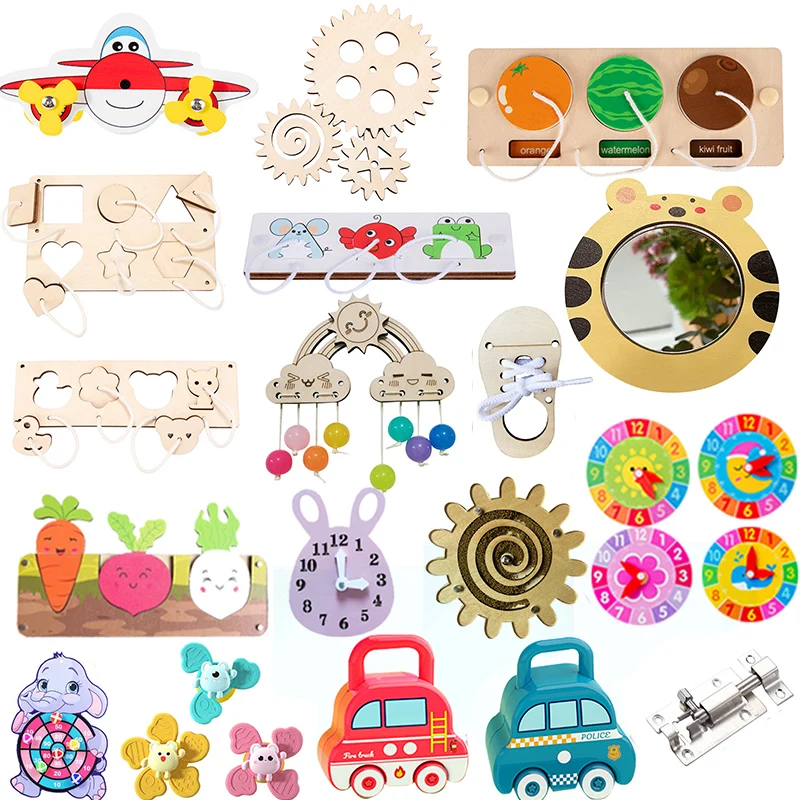 Montessori Busy Board Accessories DIY Toys Baby Wooden Activity Sensory Busyboard Parts Learning Educational Toy for Children