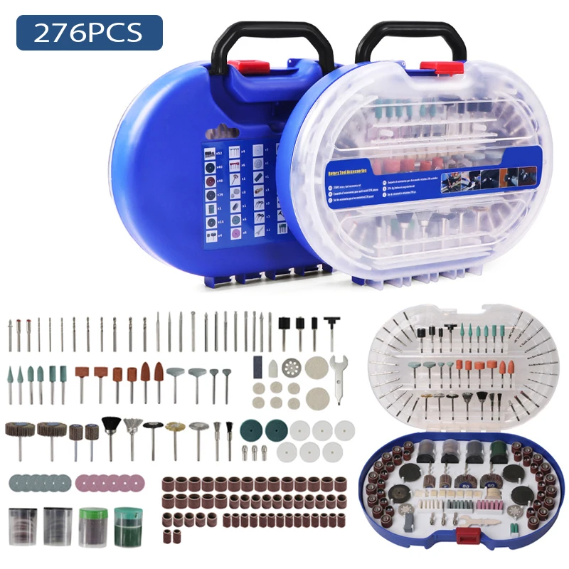 

276PC Electric Grinder Accessories Toolkit 3.0mm Mandrel Chuck Grinding Cutting Disc Engraving Drill Bit Polishing Sanding Band