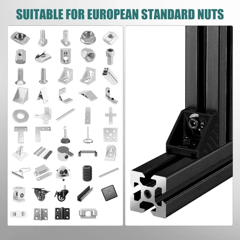 2020 فولت فتحة الألومنيوم النتوء الأوروبي القياسية بأكسيد السكك الحديدية الخطية لأجزاء الطابعة ثلاثية الأبعاد وCNC لتقوم بها بنفسك 800 مللي متر الأسود