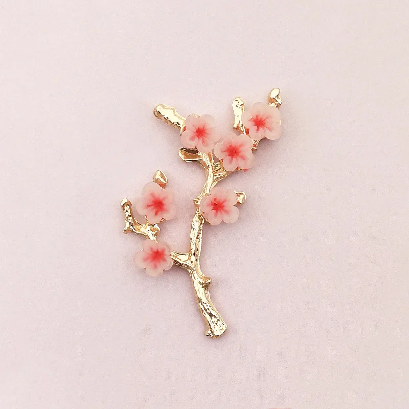 5 Pcs Resin Flower Alloy Rhinestone Pearl Branches Leaves Button For DIY Clothing Bag Plate Buckle Handmade Jewelry Accessories