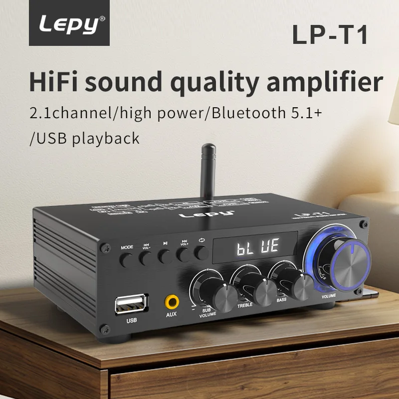 LEPY-T1 30Wx2 + 60W مكبر للصوت عالي الطاقة 2.1 قناة سوبر باس مضخم صوت بلوتوث 5.1 محوري USB وظيفة التحكم عن بعد