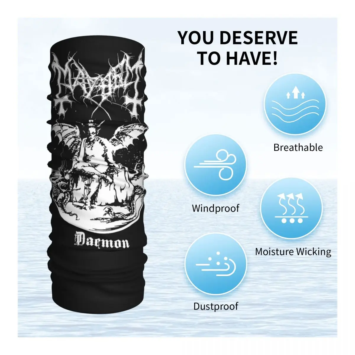 Mayhem Death Metal Bandana Neck Gaiter Printed Music Band Balaclavas Wrap Scarf Warm Headwear Fishing Unisex Adult All Season