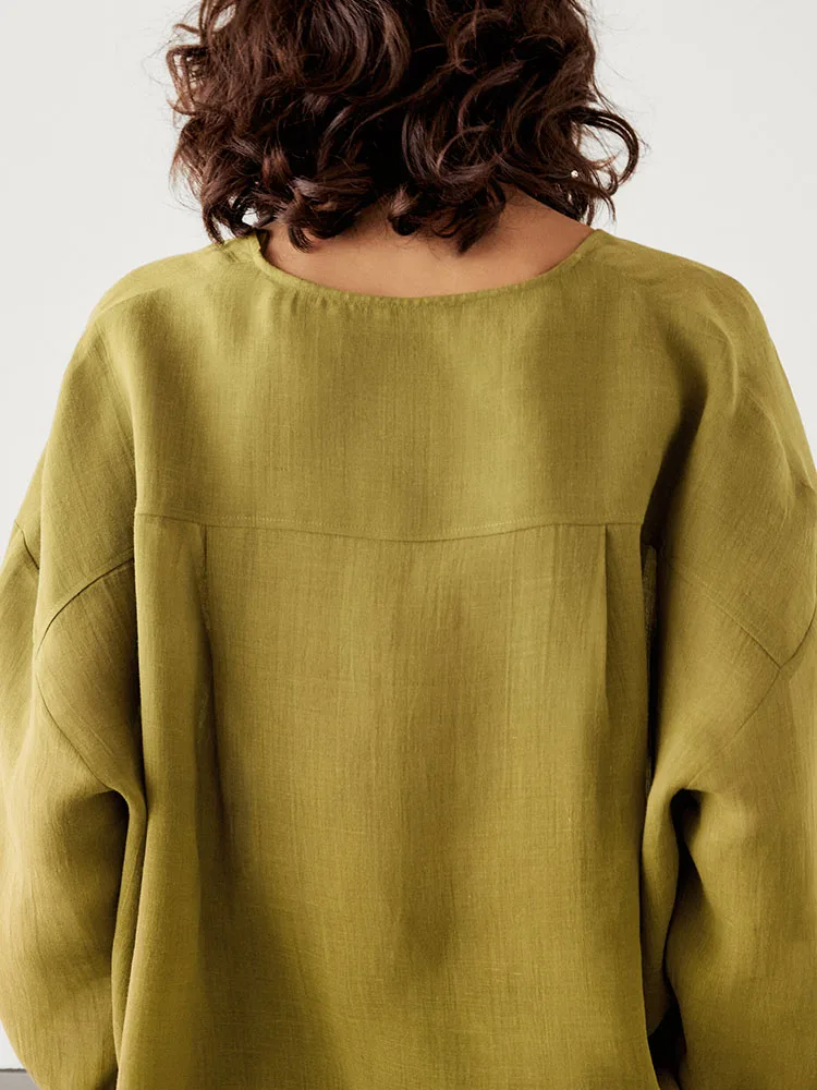 

Autumn New Arrival Women's irt Lazy Sle Loose Fit Lightweight Long Sve V-Ne Commute Sle Regular Length