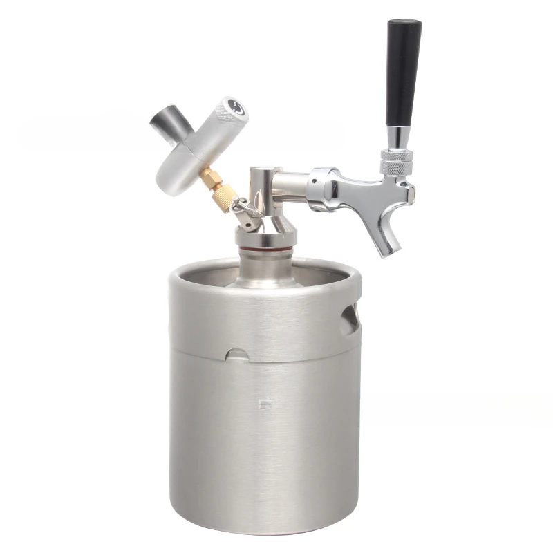 

3.6L Craft Home Brewed Beer Keg 304 Stainless Steel Beater Mini Keg Non-adjustable faucet with air meter