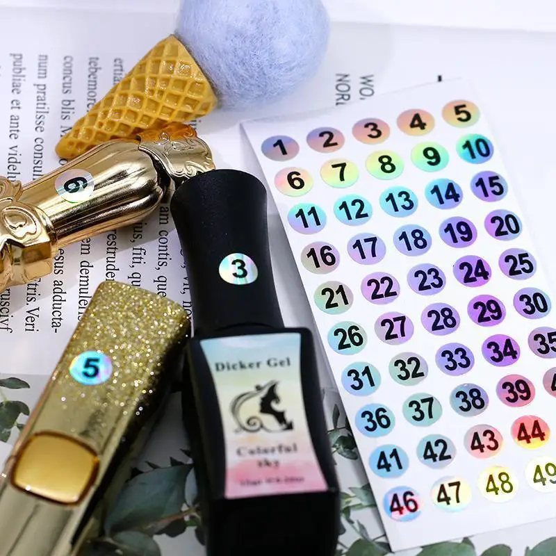 New 10Pcs Waterproof Nail Polish Number Stickers Labels For Gel Lacquer Lipstick Bottles & Tips Manicure Display Marking Tool