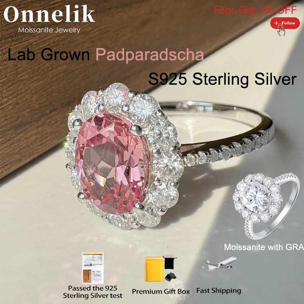

Onnelik 2,998cttw муассанит S925 стерлингового серебра кольца с бриллиантами лабораторные кольца Papalacha для женщин свадебная вечеринка ювелирные изделия подарок