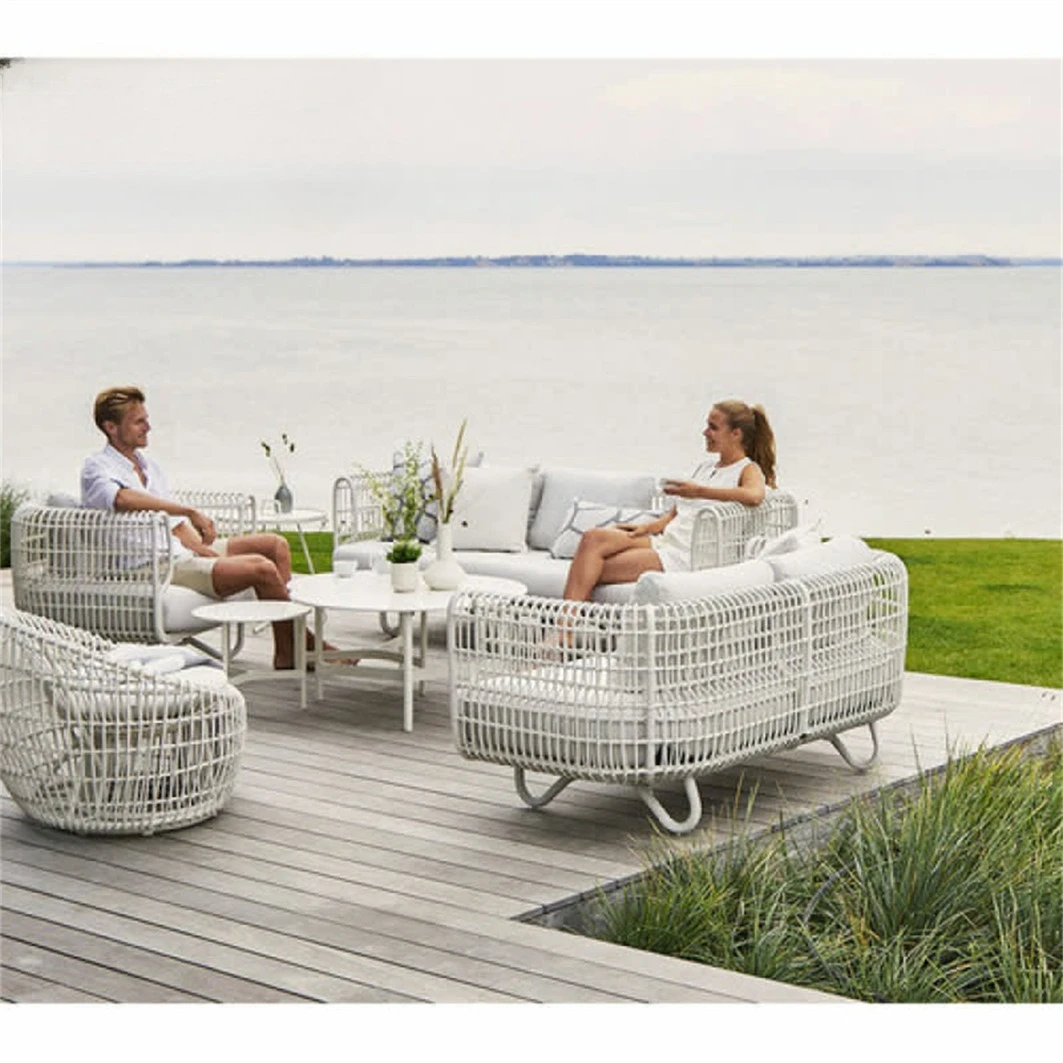 Outdoor rattan leisure sofa combination outdoor open-air courtyard garden B&B rattan lounger waterproof and sunproof