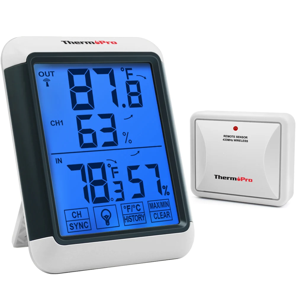 ThermoPro TP65C Wireless Indoor Outdoor Weather Station Thermometer Humidity Monitor