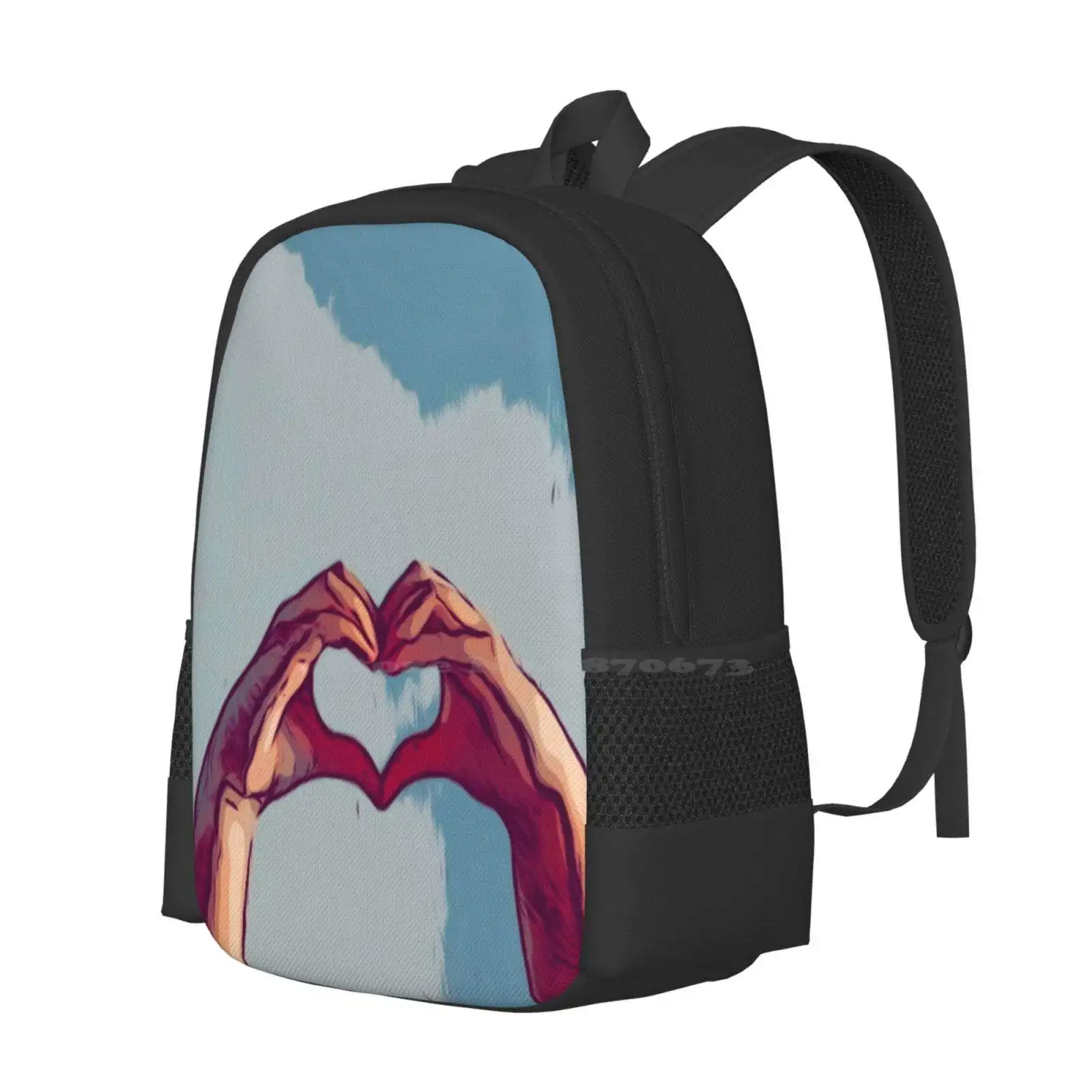 Cute Hand Heart Backpack For Student School Laptop Travel Bag Cute Hand Heart Aesthetic Pretty Hand Heart Pretty Heart Comic