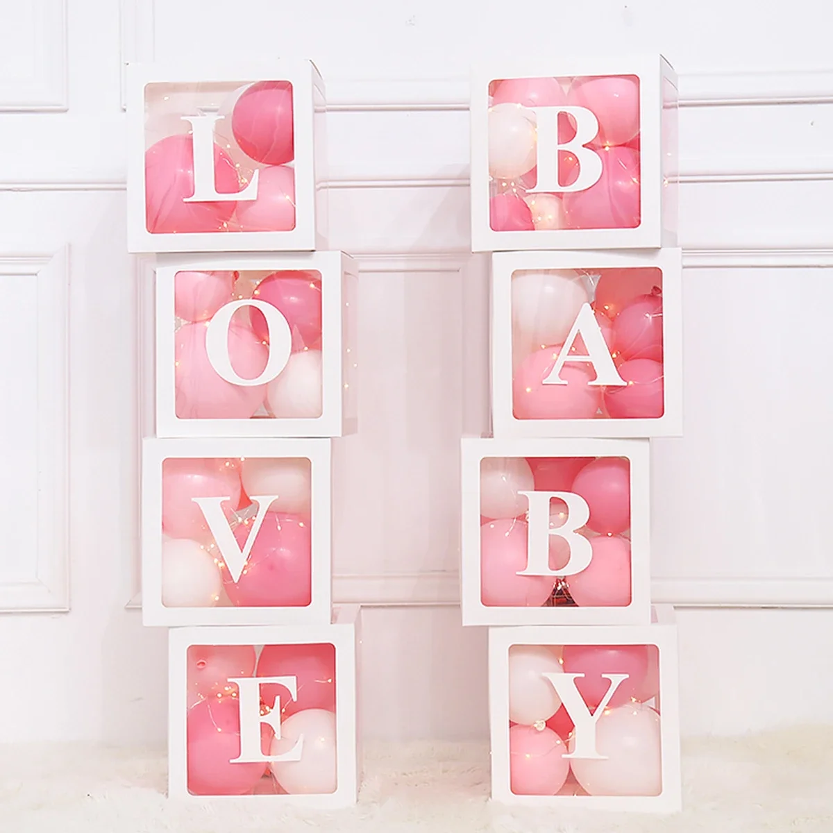 Transparent Letter Baby Shower Box Birthday Wedding Custom Name Balloon Box 1st Birthday Party Decorations Kids Baby Shower Girl