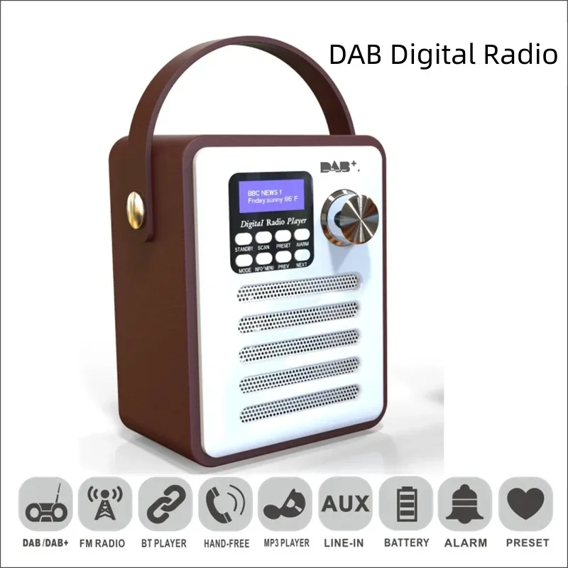 Handled DAB/DAB+ Digital Radio Receiver FM Radio USB/TF MP3 Player Support Stations Presetting Wireless Bluetooth Speaker