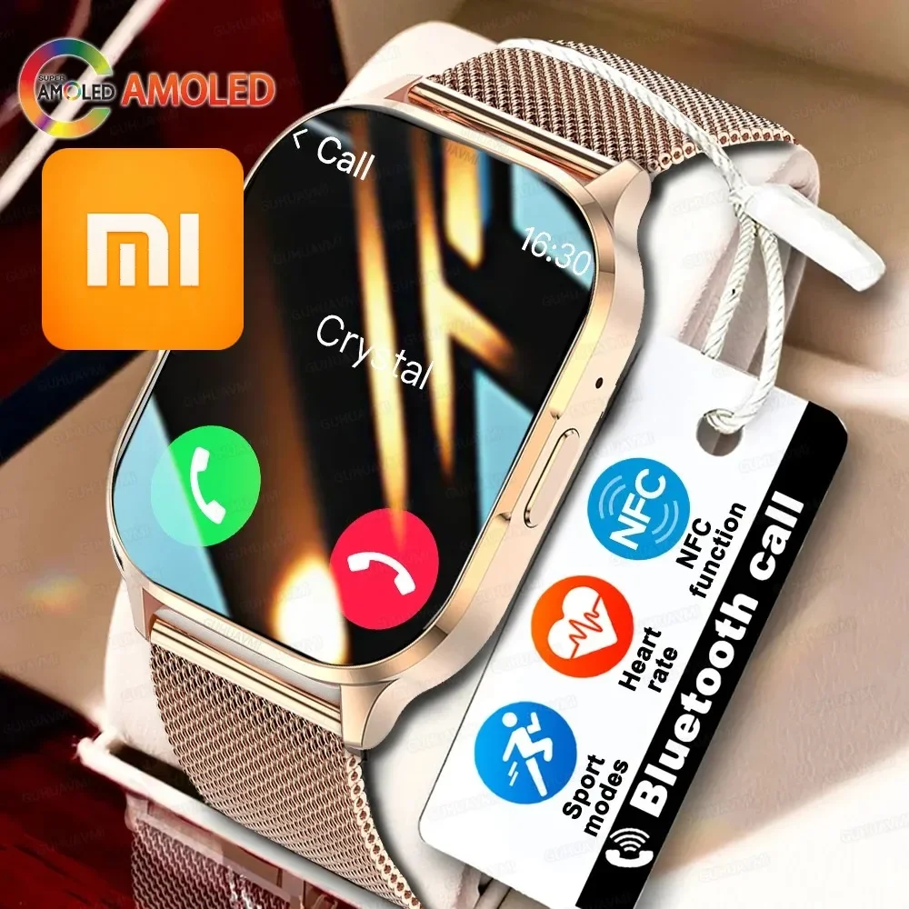 

Умные часы Xiaomi 2025, 2,01-дюймовый AMOLED-экран, Bluetooth-вызов, NFC, спортивные часы, музыкальные женские умные часы с кровяным давлением для Xiaomi