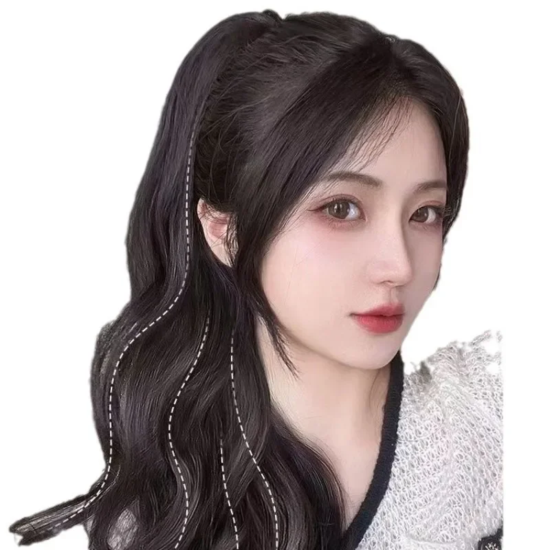

Ponytail wig female imitation full real hair grab clip high ponytail Internet celebrity curly hair fake ponytail natural fluffy