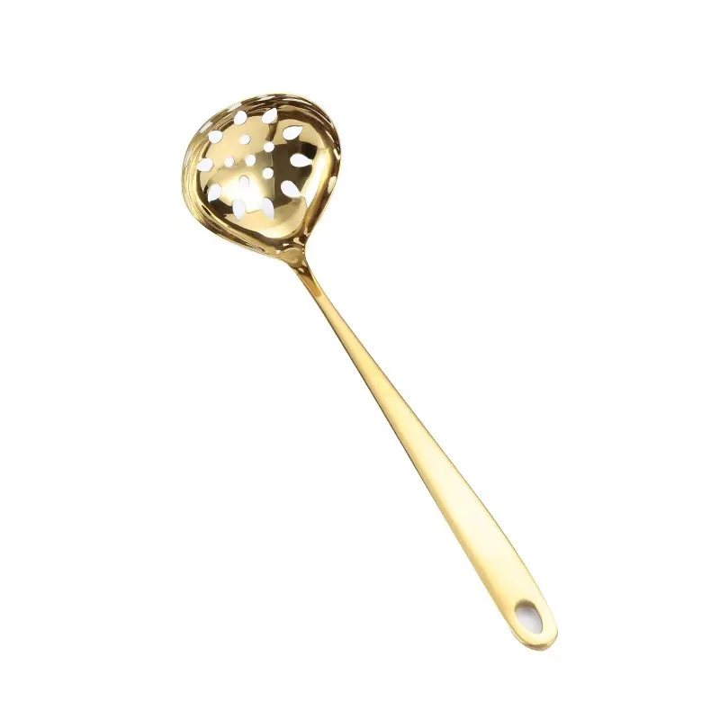 Kitchen Cooking Utensils Gold Hot Pot Spoon 304 Stainless Steel Cooking Soup Ladle Spoon