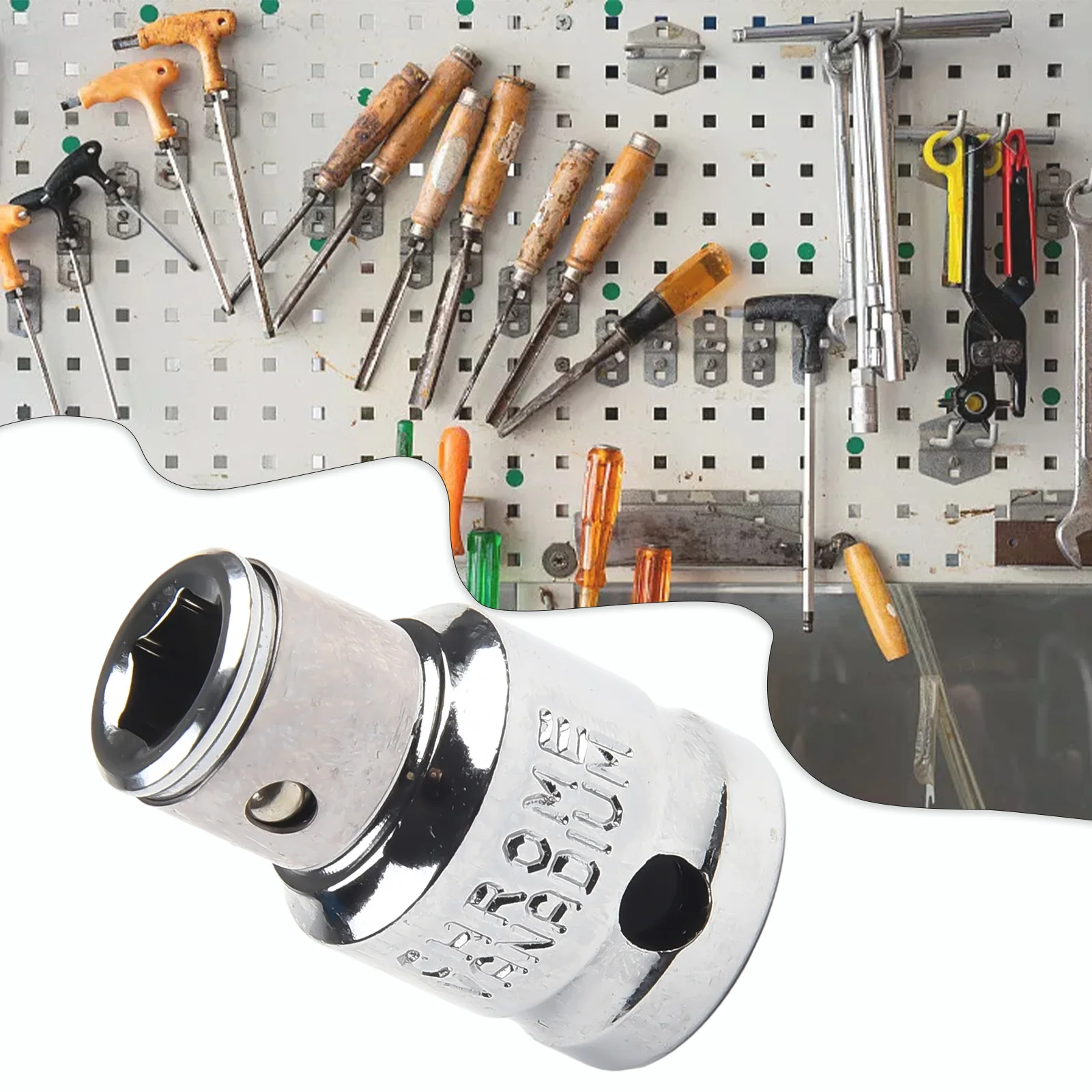 Self Locking Hex Socket Adapter  3/8 Square To 1/4 Hex Connector  Portable and Easy to Use  for Ratchet Wrench