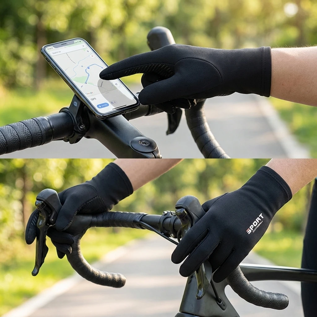 Touchscreen Gloves Soft Polyester Conductive Fingertips Anti-Slip Grip for Outdoor Cycling Driving Winter Sports Essentials