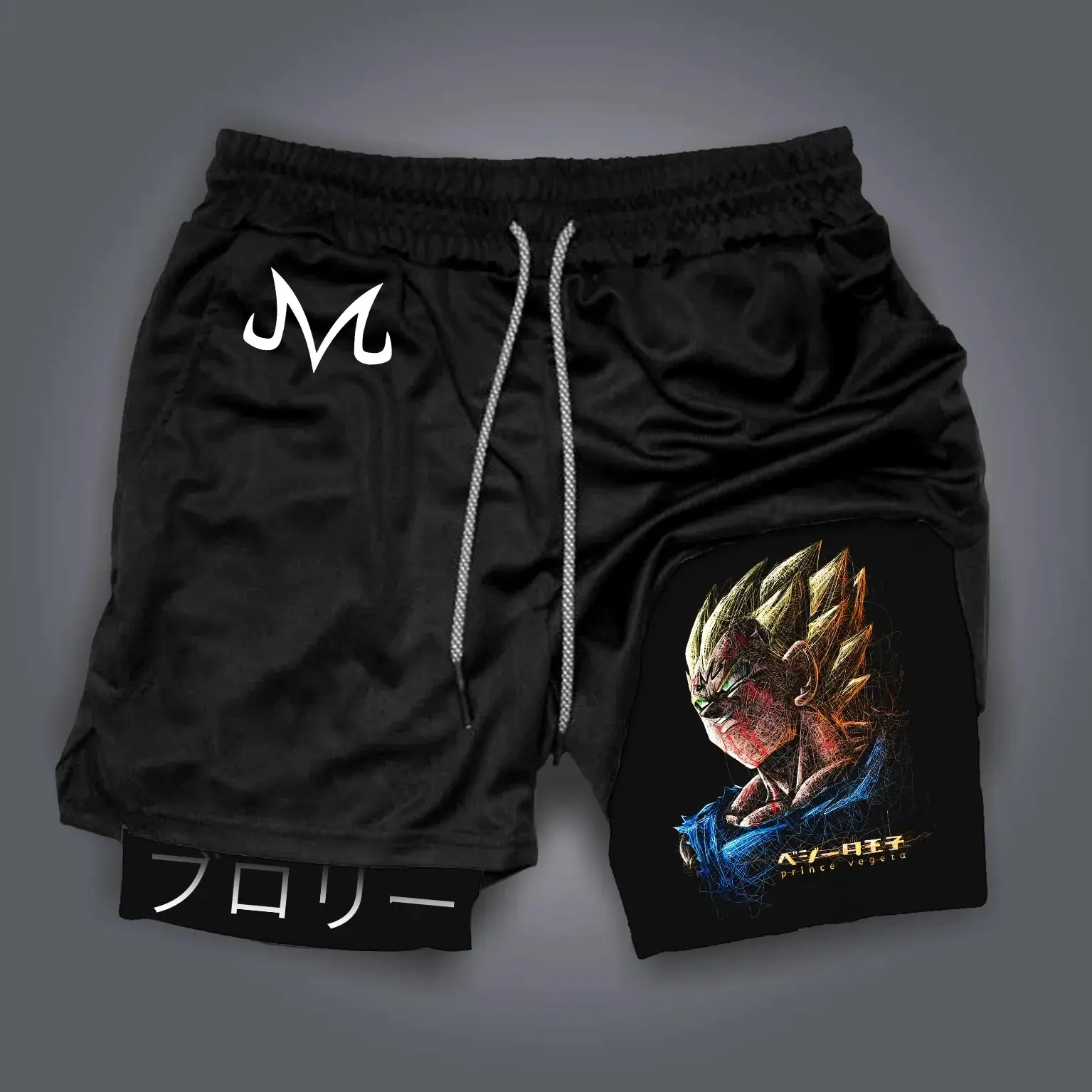 

Workout Shorts for Gym, Anime Print Running Shorts, Quick Dry Dual-Layer Sports Shorts with Enhanced Durability.