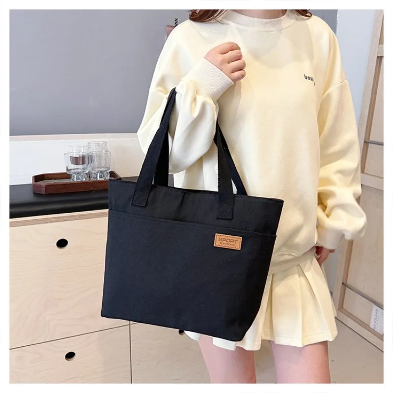 

Students Classroom Shoulder Bag Simple Large Capacity Canvas Bag Female Versatile Commuting Literary Tote Bag Handheld