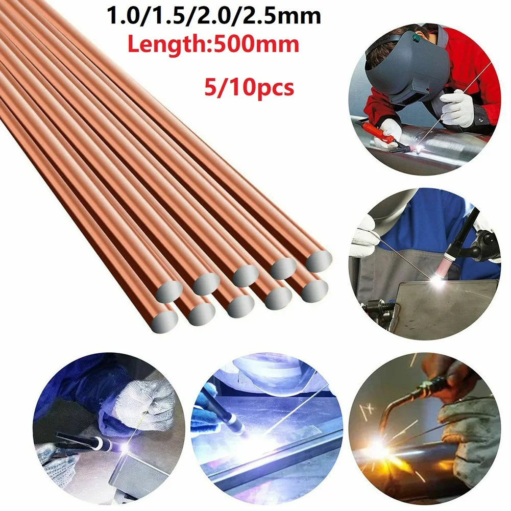 5/10pcs 1/1.5/2/2.5mm Phosphor Copper Welding Rod Soldering Wire For Air Conditioner Refrigerator Copper Pipe Welding 500mm