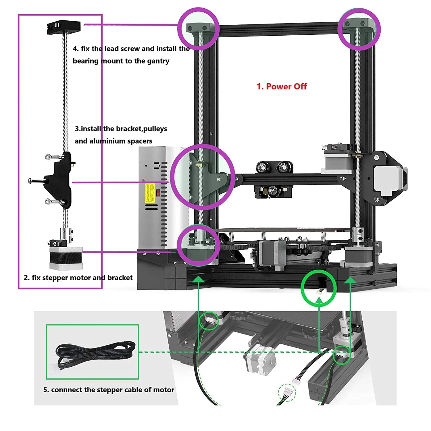 Podwójna oś Z śruba pociągowa zestawy do modernizacji 42-34 śruba pociągowa silnika krokowego do Creality Ender-3 Ender-3S Ender-3 Pro części drukarki 3D