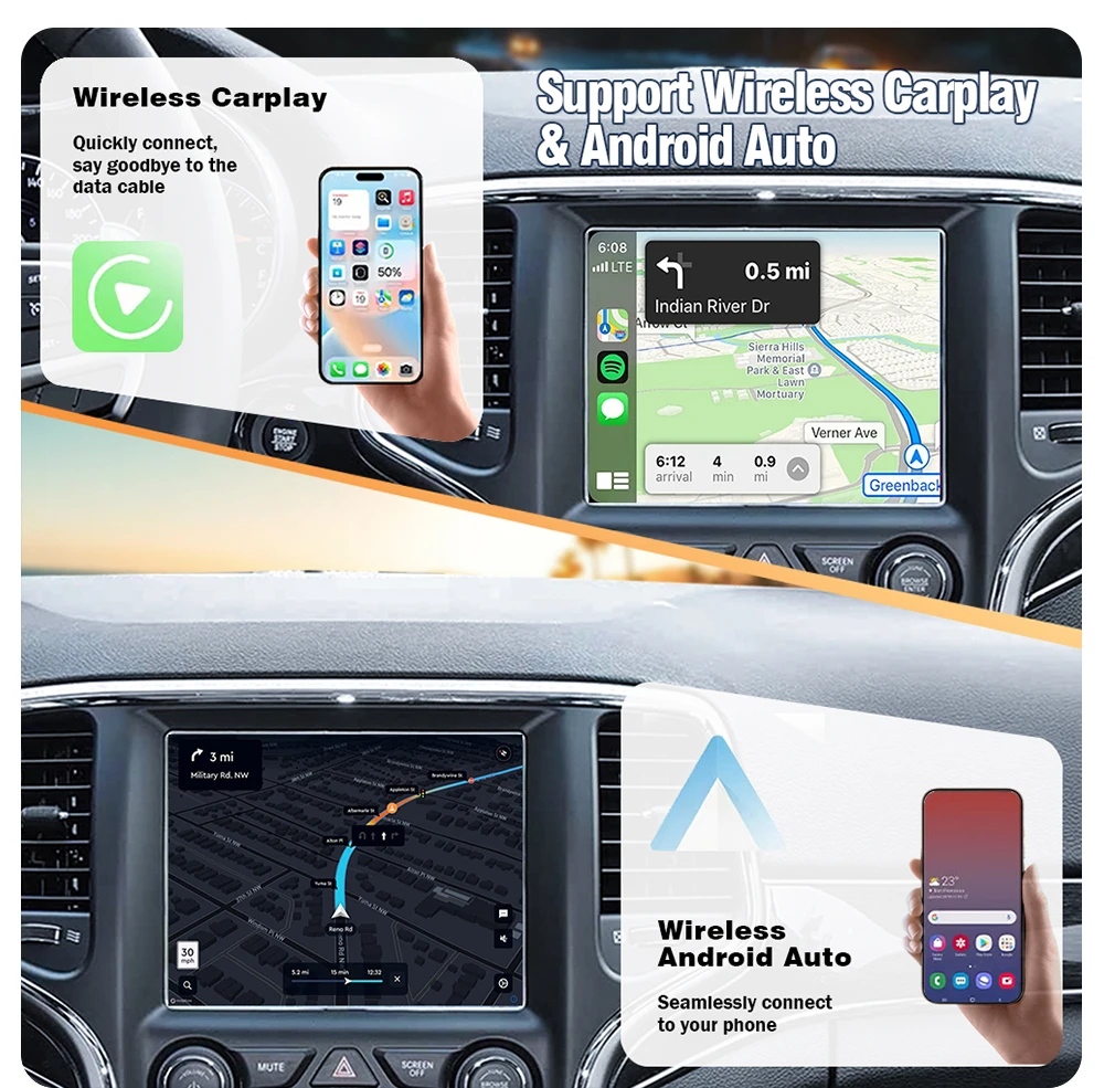 AUTOTOP OEM Bildschirm-Upgrade-Decoder für Fiat Freemont Jeep Viaggio 300C Dodge Journey Challenger Commander CarPlay Android Auto – Detail 5