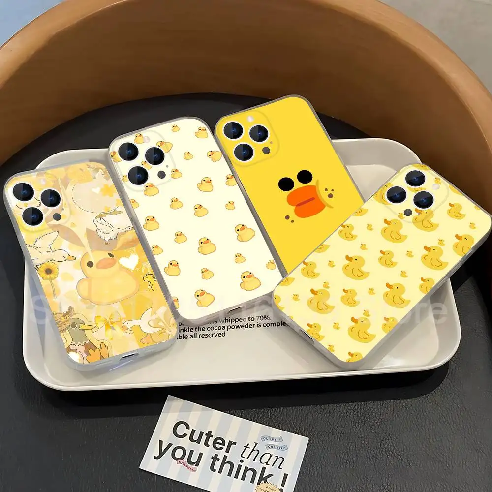 

Yellow Cute Duck Phone Case For iPhone 17,16,15,14,13,12,11 Pro,Max,Plus,X,XS,XR,SE4,E Mini Transparent Soft Cover