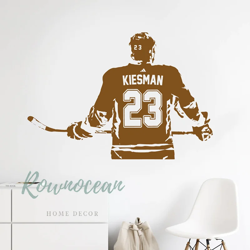 Custom Name & Number Right Left Handed Hockey Wall Sticker Vinyl Home Decor Boys Room Teens Bedroom Ice Hockey Player Decal G026