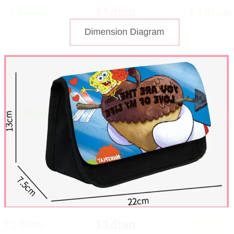 SpongeBob Pencil Case Cartoon Kids Cute Boys Girls Students Large Capacity Anime Stationery Organizer Pen Bag School Supplies