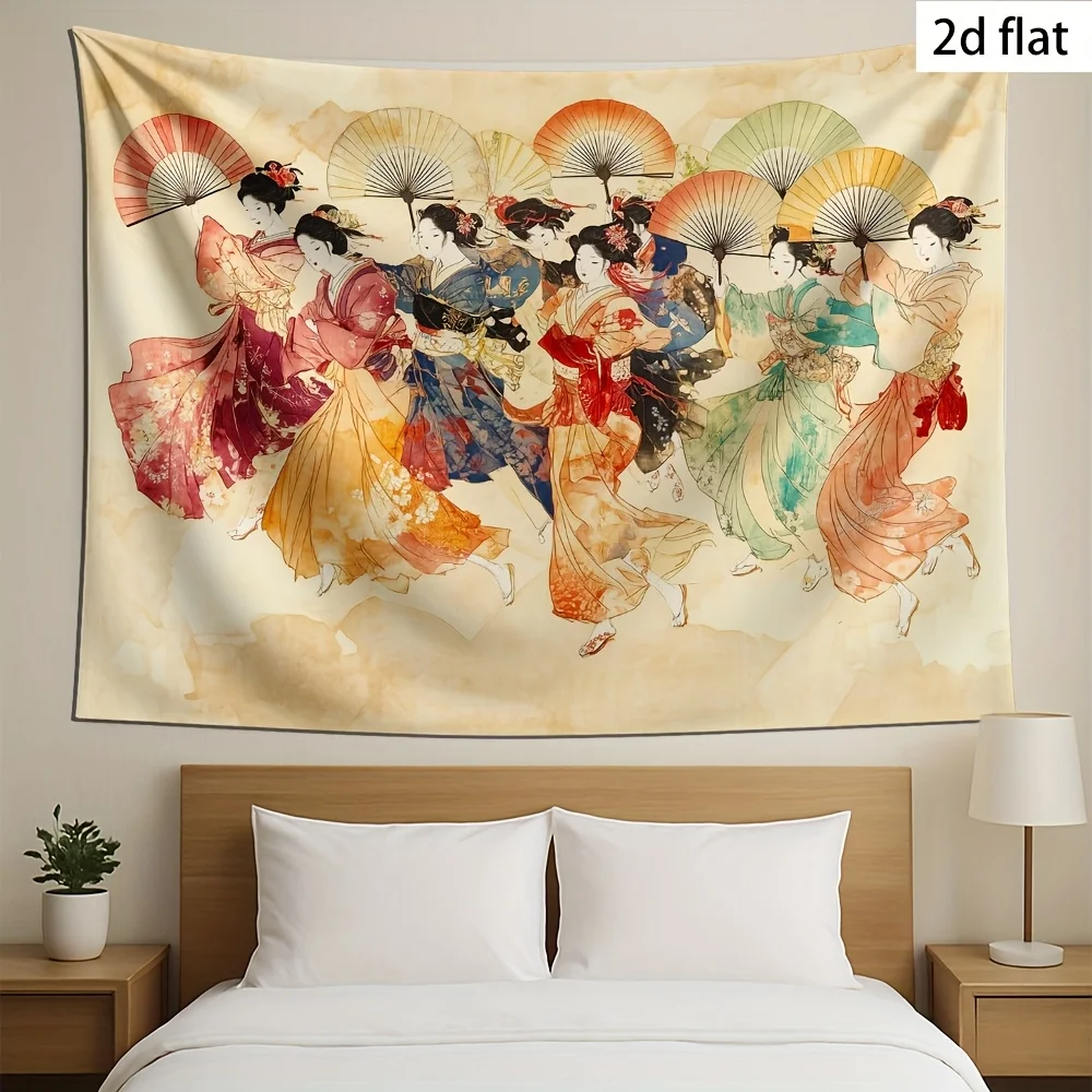 Luxurious Oriental Tapestry Wall Hanging Chinese Geisha Women Art Polyester Print Mural for Home Decor Decoration